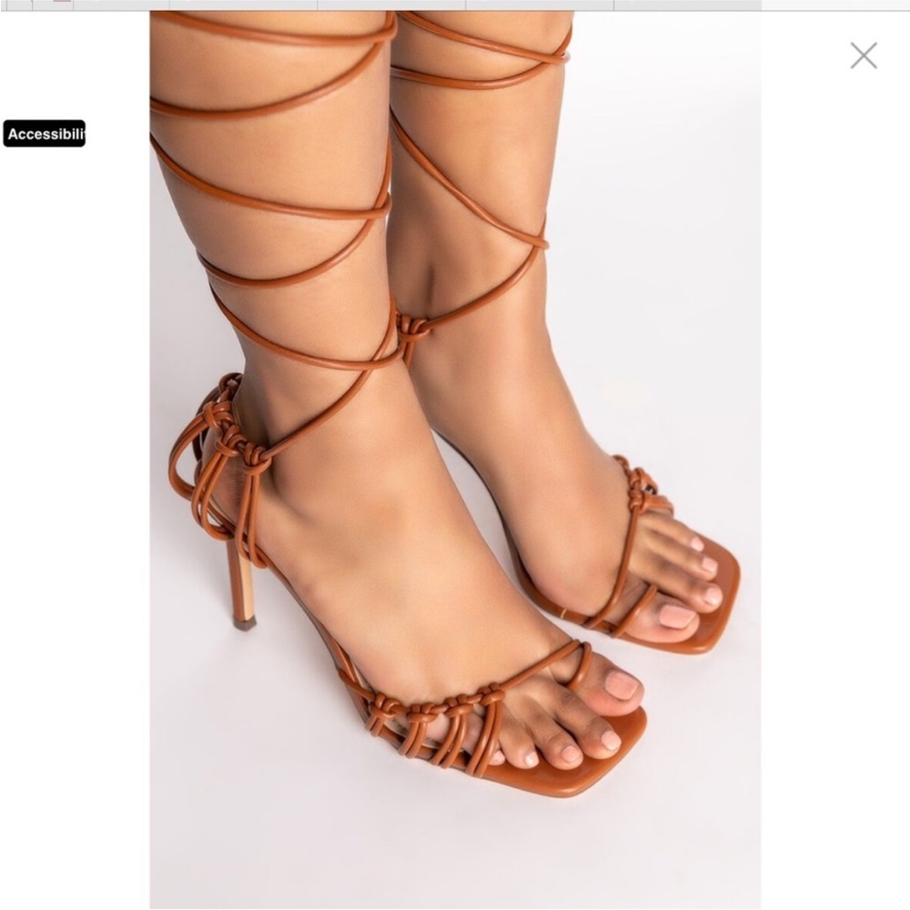 Azalea Wang Mabel Brown Sandal Heels